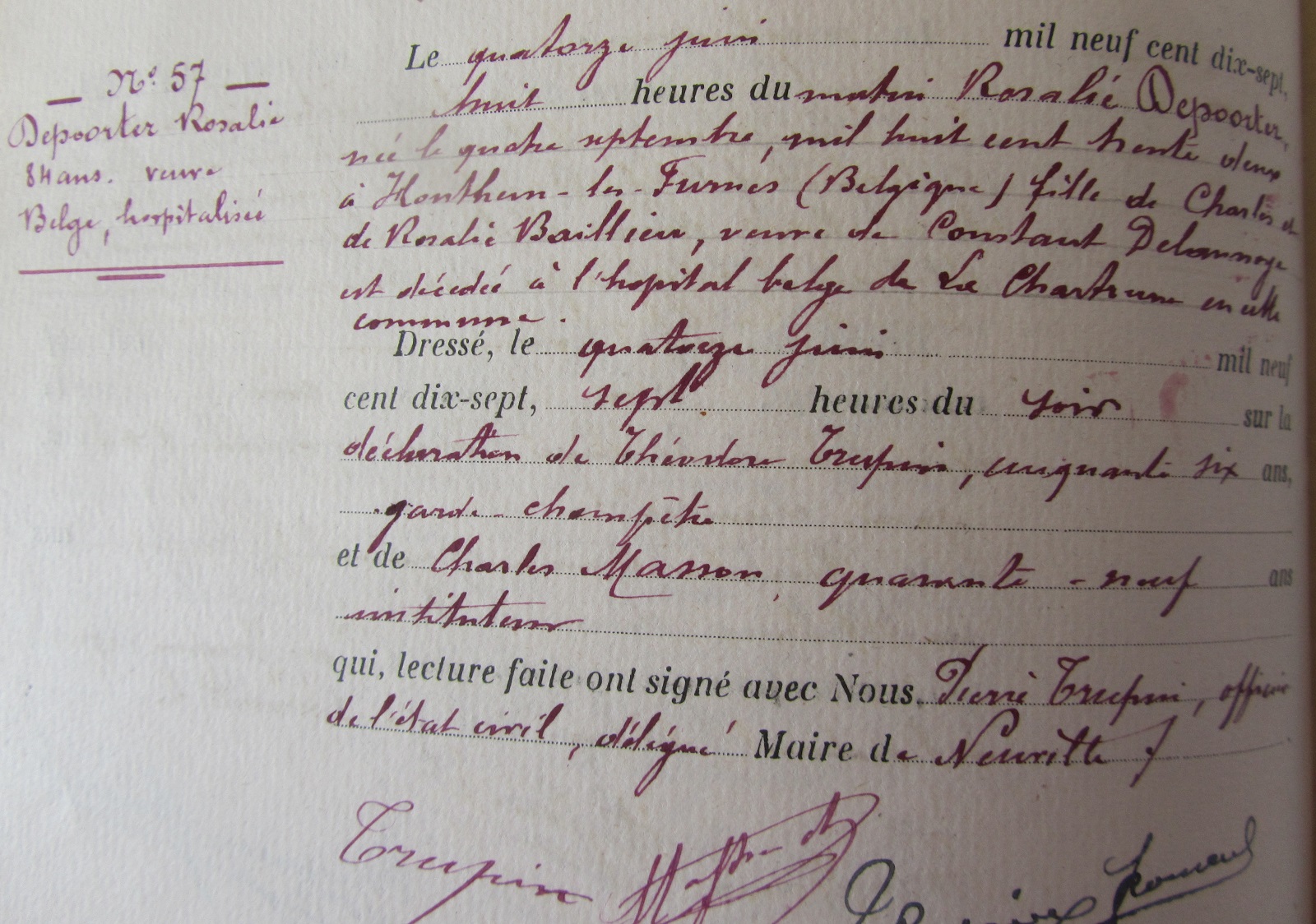 Acte de deces de DEPOORTER Rosalia Adelina.jpg Acte de deces de DEPOORTER Rosalia Adelina.jpg