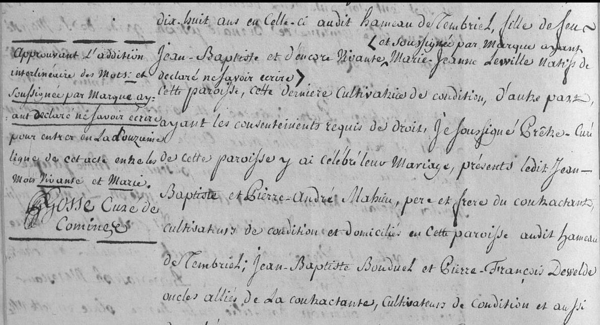 Acte de mariage de LEMAHIEU Jean Baptiste et de DESCAMPS Florentine Joseph 2.jpg